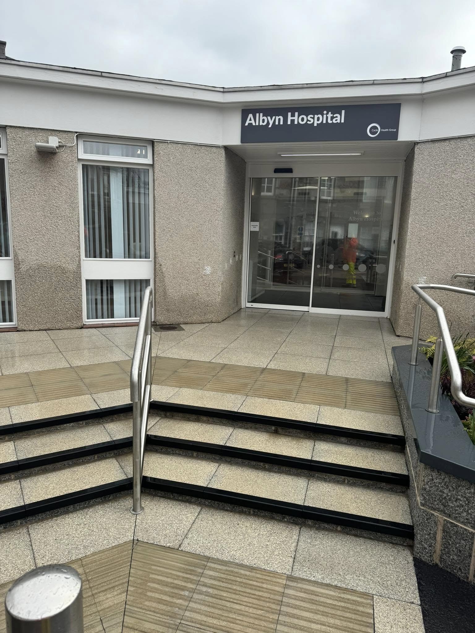 Albyn Hospital entrance after commercial pressure washing