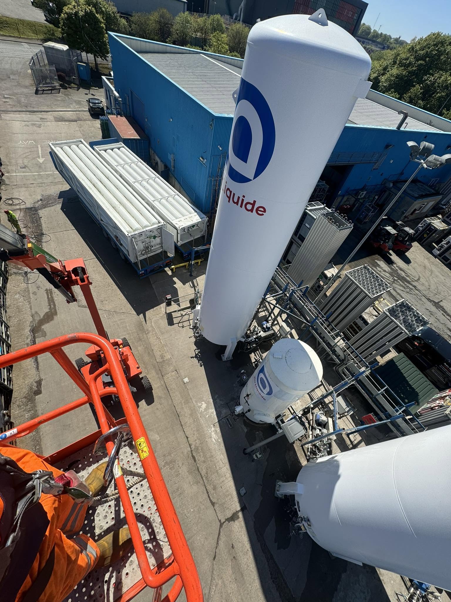 Working at height on an Aberdeen industrial site from a boom lift